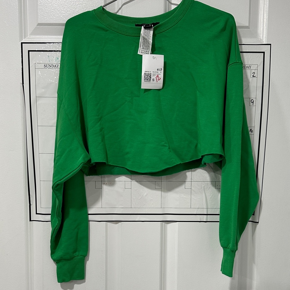 Forever 21 Bright Green Cropped Sweatshirt